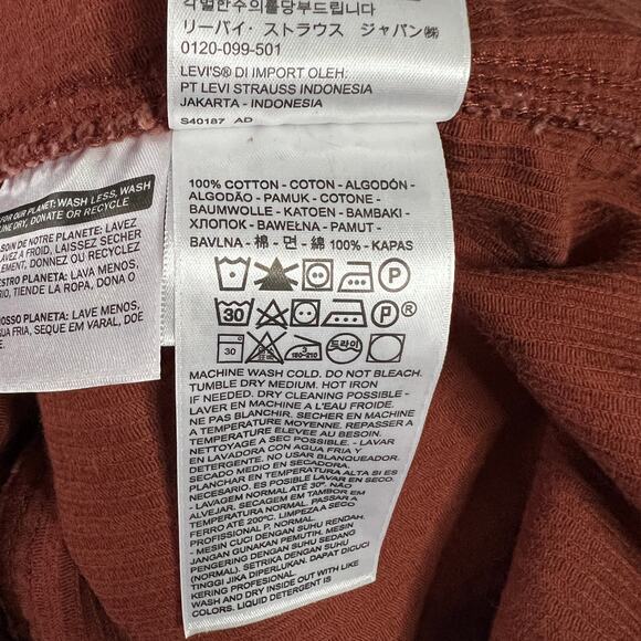♥️ Levi's Frances Corduroy Denim Midi Dress Brown Rust Size Large - Picture 10 of 10
